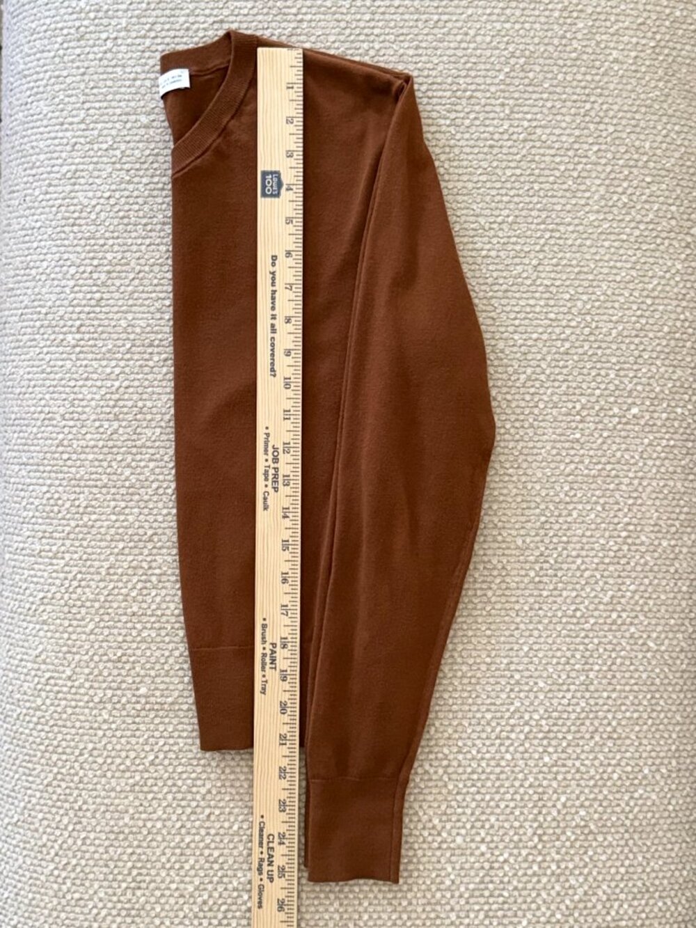 ZARA FINE-KNIT COTTON V-NECK SWEATER - COGNAC BROWN - SIZE S - Picture 4 of 9